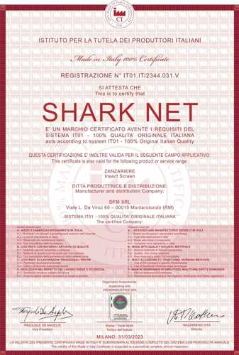 Сертификат SharkNet — 100% Сделано в Италии