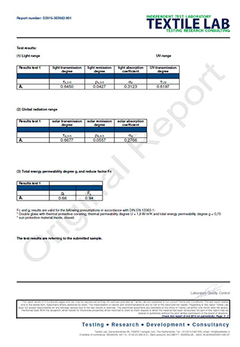 Сертификат лаборатории TEXTILE LAB